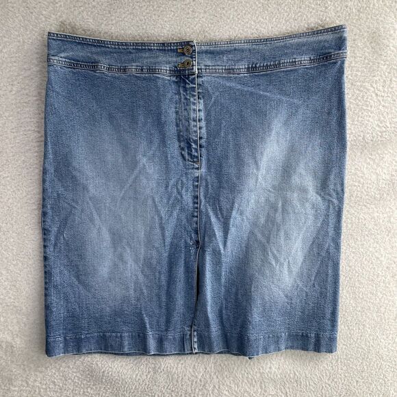VTG Lauren Jeans LRL Denim Skirt Womens sz 18W Black Midi Aline Hong Kong READ - Picture 1 of 15